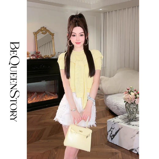 余潇潇【夏日香气】时尚百搭圆领短袖针织衫搭配披肩2025春季新款 商品图4