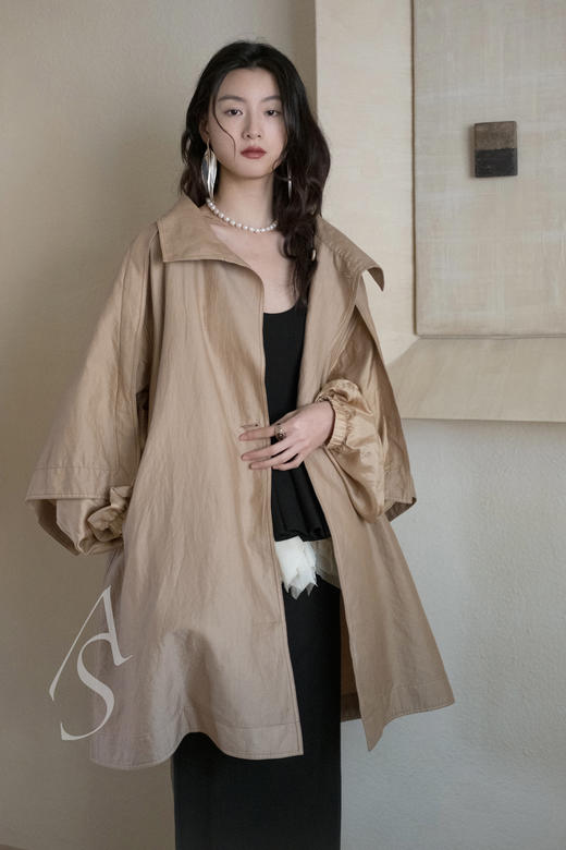 Phaedo 褐金色/暮金色丝棉廓形外套 商品图4