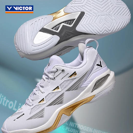 胜利威克多 男女同款 羽毛球鞋 白色/自由紫黑 C90NL 商品图3