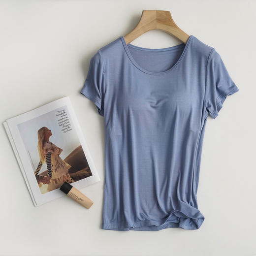 【莫代尔带胸垫】短袖一体式bra-t半袖T恤 商品图7