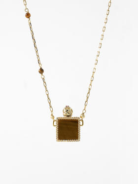 MELI&MOLI |黄虎眼石月光宝盒吊坠随形珠+珍珠点缀项链—五行之土