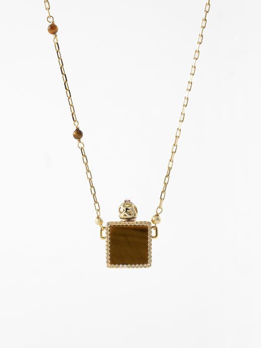 MELI&MOLI |黄虎眼石月光宝盒吊坠随形珠+珍珠点缀项链—五行之土 商品图0