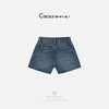 COCO ZONE 美式复古蓝色撕破毛边牛仔短裤ACD1A0423 商品缩略图1