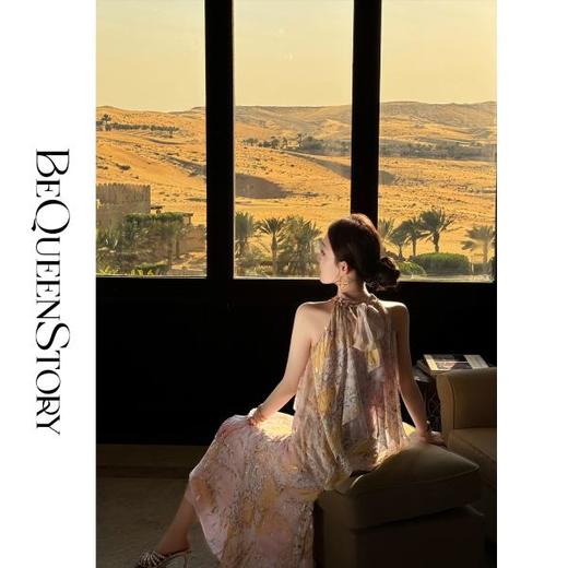 余潇潇【鎏金粉豹】2025春装新款欧若风印花桑蚕丝吊带连衣裙&套装 商品图4