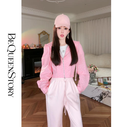 余潇潇【樱动初春】绣烫钻连帽短款外套时髦精致镂空2025春装新款 商品图0