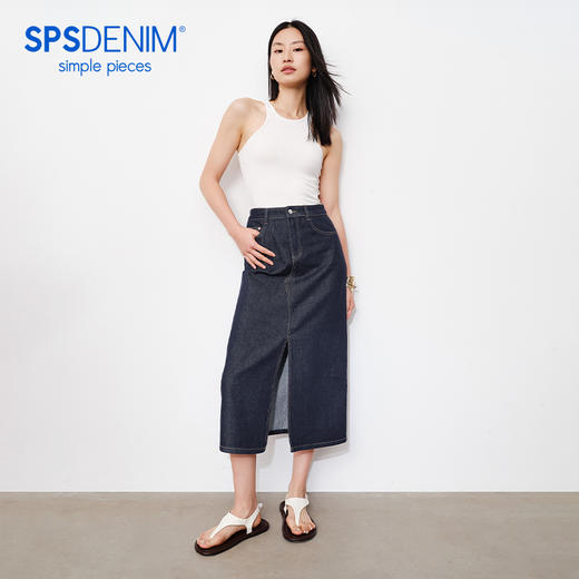 【精致原牛直筒裙】SPS梨形友好前开叉裙simplepieces春S42K008 商品图0