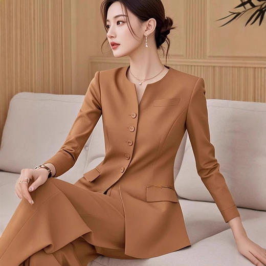 2025早秋干练气质冷淡系高级感长袖西装阔腿裤子两件套装 商品图3