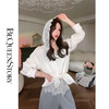 余潇潇【简爱礼赞】2025春装新款设计感亚麻混纺蕾丝连帽长袖衬衫 商品缩略图4