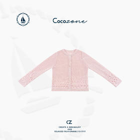 COCO ZONE 时尚新款圆领纯色镂空长袖针织开衫CD1A0429