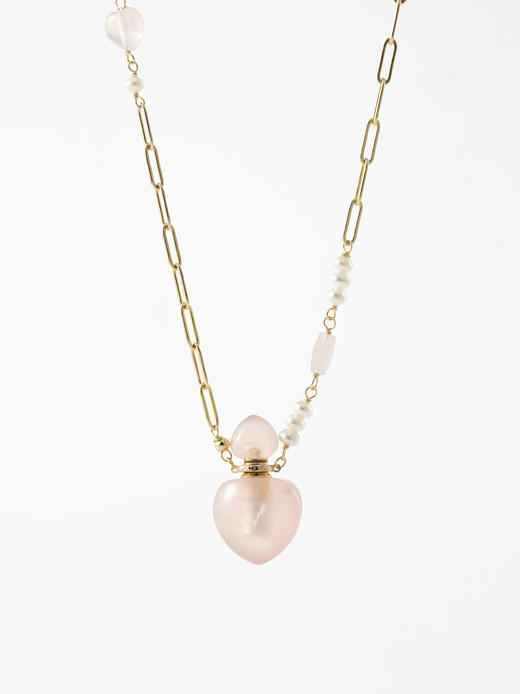 MELI&MOLI |芙蓉石小号阿拉丁吊坠粉晶珍珠点缀项链—五行之火 商品图1