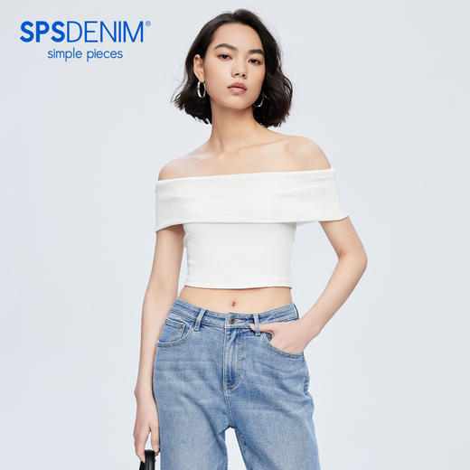 SPS上衣女夏季莫代尔一字肩抹胸上衣 商品图0