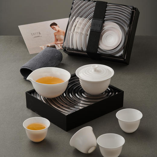 方适/新派便携式茶具 现代简约陶瓷泡茶盖碗组 商品图1