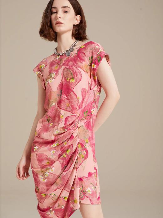 火山雏菊印花优雅连衣裙 商品图3