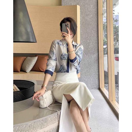 顺丰包邮洛诗琳13519春夏新款气质开衩A字通勤半身裙女0703 商品图3