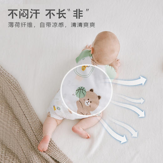 [夏季薄款连体衣]卓儿薄款薄荷纤维凉感丝滑短袖连体衣新生儿衣服开襟半袖婴儿哈衣 商品图2