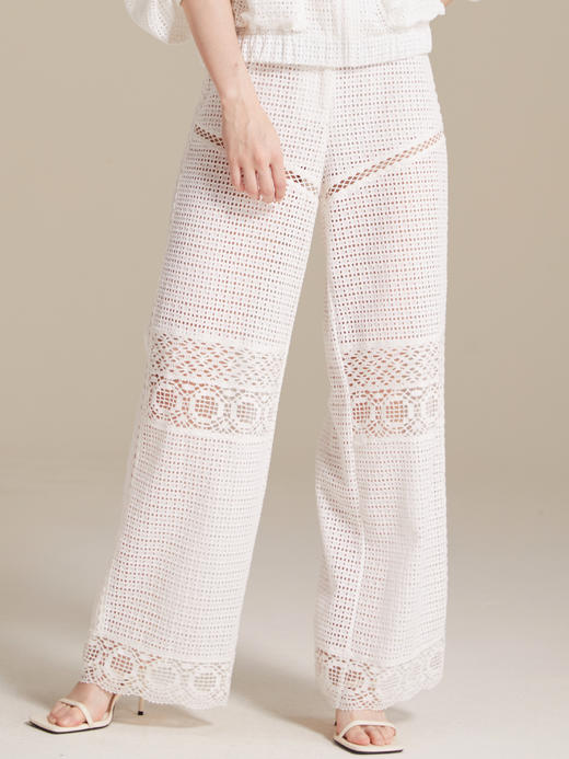 度假风镂空绣花蕾丝拼接外套/长裤 商品图7