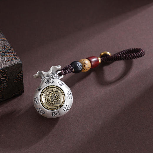 子佩集S999银【年福一年】钥匙扣【YSG734】纯银小摆件-招财进宝可转动2502 商品图2