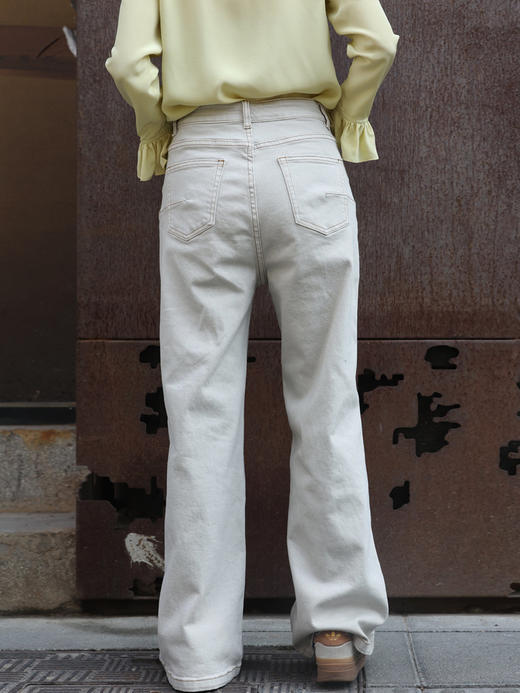 TYNVIE 水洗缝线直筒牛仔裤 - 白色 商品图3