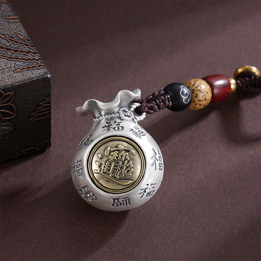 子佩集S999银【年福一年】钥匙扣【YSG734】纯银小摆件-招财进宝可转动2502 商品图3
