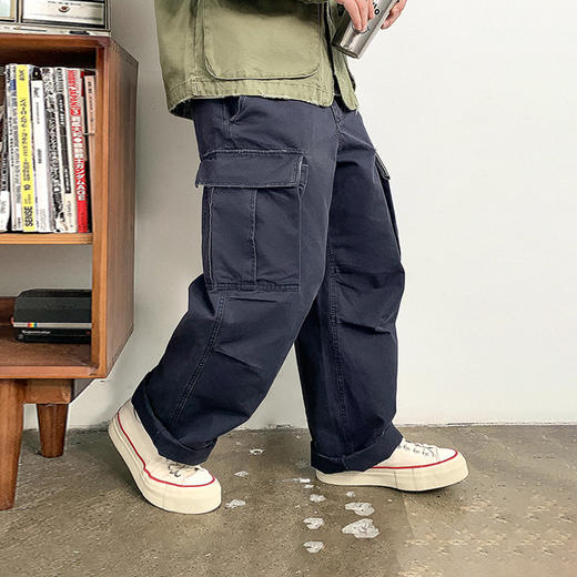 徐太浪复古拼接多口袋工装裤男2025新款春秋宽松直筒裤子青年长裤 商品图3