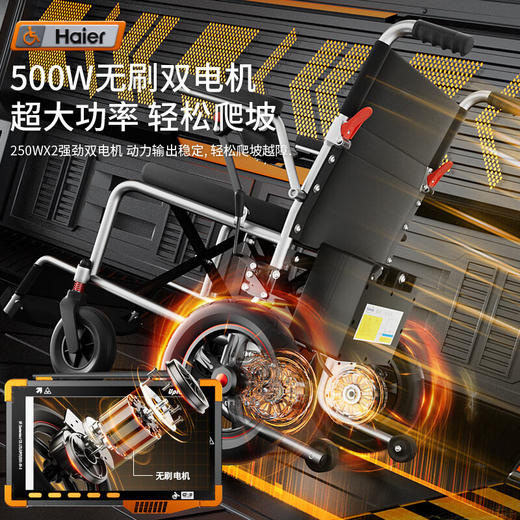海尔（haier）电动轮椅老人全自动轻便可折叠旅行轮椅折叠老人轻便旅行手推车 【12A铅酸｜约30里】四轮减震+双重刹车 商品图3