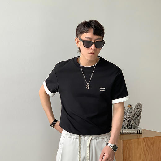 徐太浪透气基础款圆领短袖T恤男夏季潮牌男装大码休闲五分袖上衣 商品图2