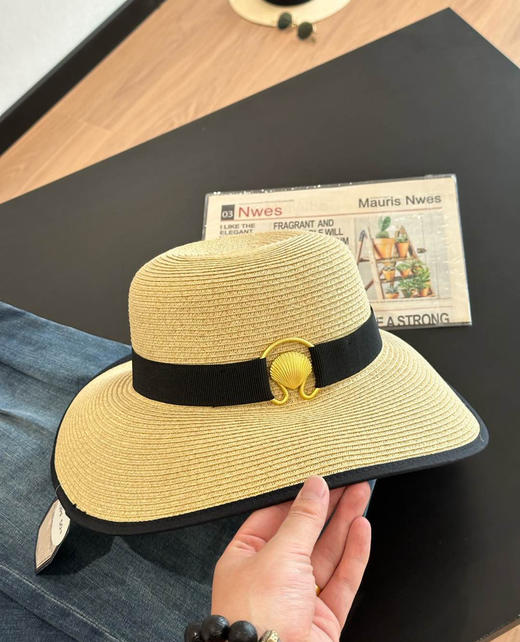 纯原日本帽子品牌Beaurance金属贝壳大檐遮阳草帽030806 商品图4