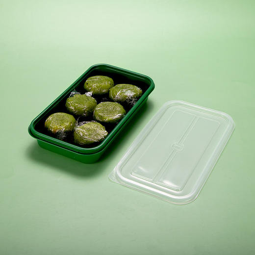 喇叭花新款祖母绿加厚防漏长方形饭盒日式快餐盒黑色外卖打包便当盒一人食饭盒 商品图1