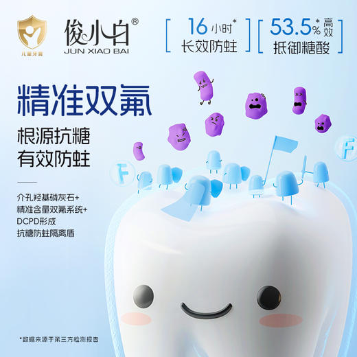 【功效：儿童防蛀专健】俊小白护釉防蛀专健儿童牙膏【为0-18岁孩子专研 内修护外防蛀】 商品图3