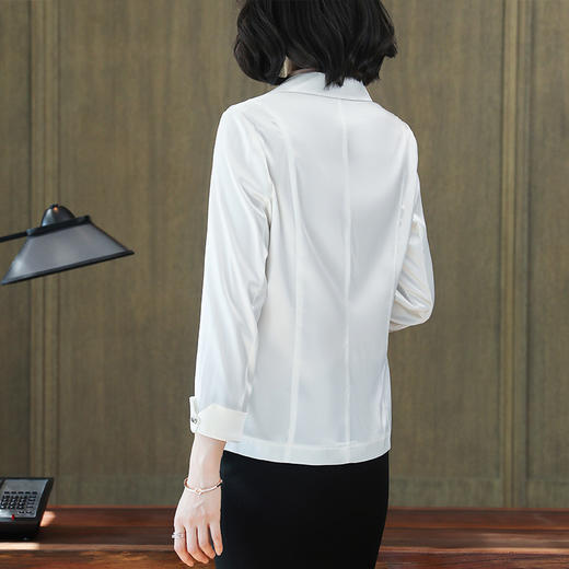真丝设计感白色小西装外套，薄款通勤九分袖西服桑蚕丝工作服KQN-92165 商品图3