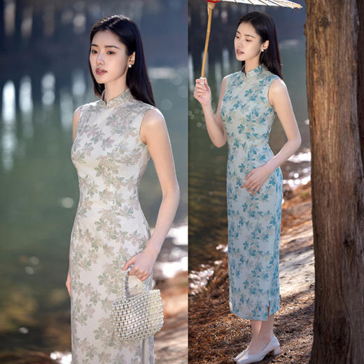 时尚改良年轻款长款无袖旗袍2025春新款原创新中式旗袍SYK375002 商品图0