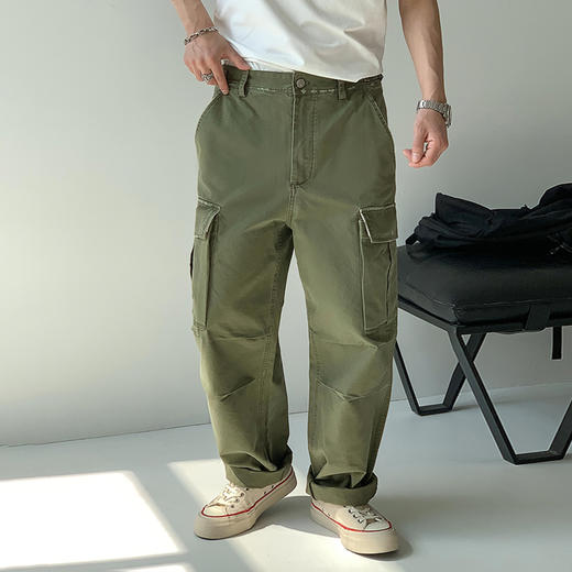 徐太浪复古拼接多口袋工装裤男2025新款春秋宽松直筒裤子青年长裤 商品图0