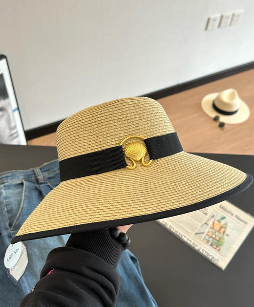 纯原日本帽子品牌Beaurance金属贝壳大檐遮阳草帽030806 商品图3