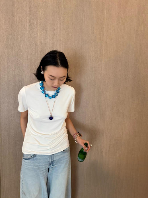 【温柔的谎言】噢蜜ooomeooo小圆领高弹T 商品图5