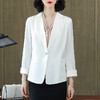 真丝设计感白色小西装外套，薄款通勤九分袖西服桑蚕丝工作服KQN-92165 商品缩略图2