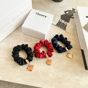 正品Theory发饰心形丸子头发圈大肠圈女头花头绳马尾绑头发发绳头饰，礼盒装三个一盒。