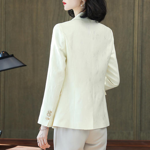 白色印花真丝西装外套，女士职业休闲时尚上衣KQN-92170 商品图3