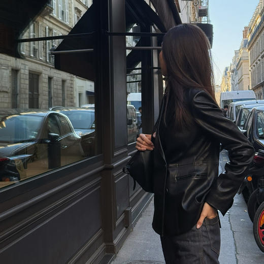 ROMI STUDIO“棕标甄选”100绵羊皮柔软弹力修身皮衣外套RWCSWG1561 商品图3