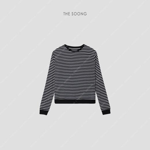 THESOONG "线条美学"高织天丝羊毛条纹长袖上衣HBTX222946 商品图5