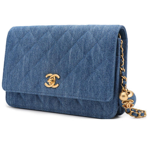 CHANE*香奶奶早春款小金球WOC 纯色丹宁牛仔肩带可调节丝绒 发财包单肩斜挎包 常规 女款 蓝色（CB） 商品图1