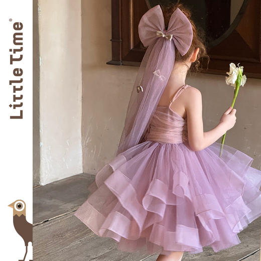 Littletime女童连衣裙2025春夏公主裙礼服头纱甜美网纱亮片大摆裙 商品图1