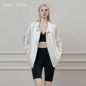Solo seta女士真丝纯色睡衣上装桑蚕丝夹克2025年秋季轻奢高级感