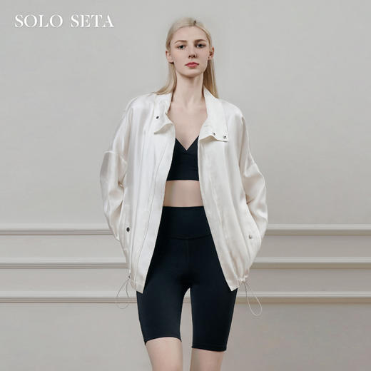 Solo seta女士真丝纯色睡衣上装桑蚕丝夹克2025年秋季轻奢高级感 商品图0