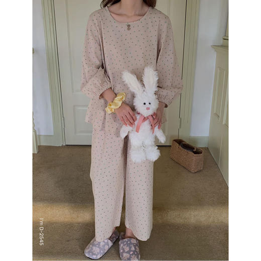 素简文艺 2025新款春夏棉麻小浪漫碎花美宅衣女长袖可外穿家居服圆领休闲睡衣 商品图3