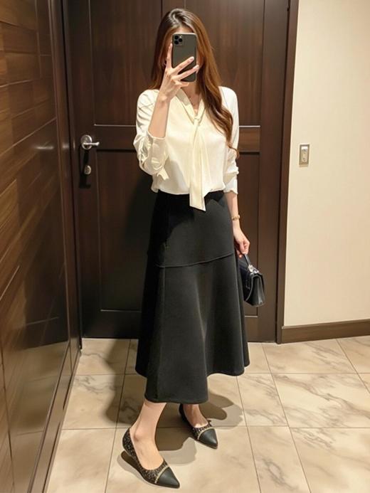 2025高端法式赫本风莫代尔半裙高腰A字中长款半身裙伞裙小个子裙子女款！ 商品图6