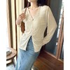顺丰包邮洛诗琳21542春夏新款醋酸针织长袖套头V领百搭上衣10290 商品缩略图4