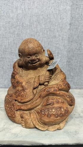 如意弥勒竹根雕13*12cm