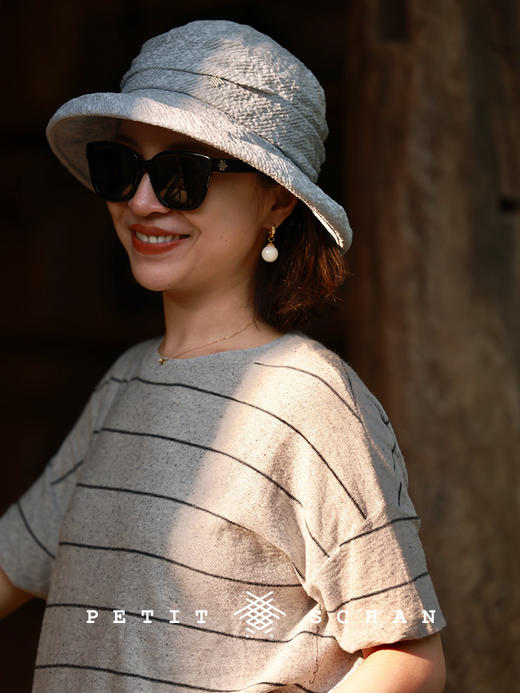 PETIT SCHAN小闪 CLO#757 trio 三重奏 桑蚕丝棉麻条纹针织短袖春夏基础百搭松弛感t恤 商品图5