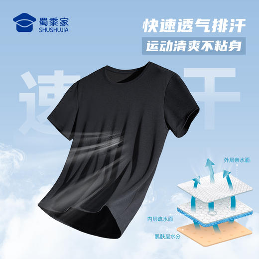【实付满399送保温杯】【速干速导体能训练套装】户外快速导湿短袖T恤 透气清爽休闲短裤XZ501 商品图2