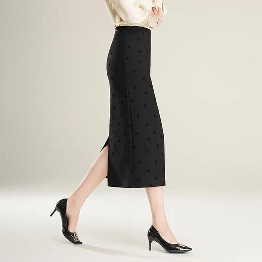 【自】全新升级【铂金会员146/天猫199/差价53】(14138) 洛诗琳25春季新款植绒高腰显瘦开叉半身裙简约气质通勤半裙 商品图2